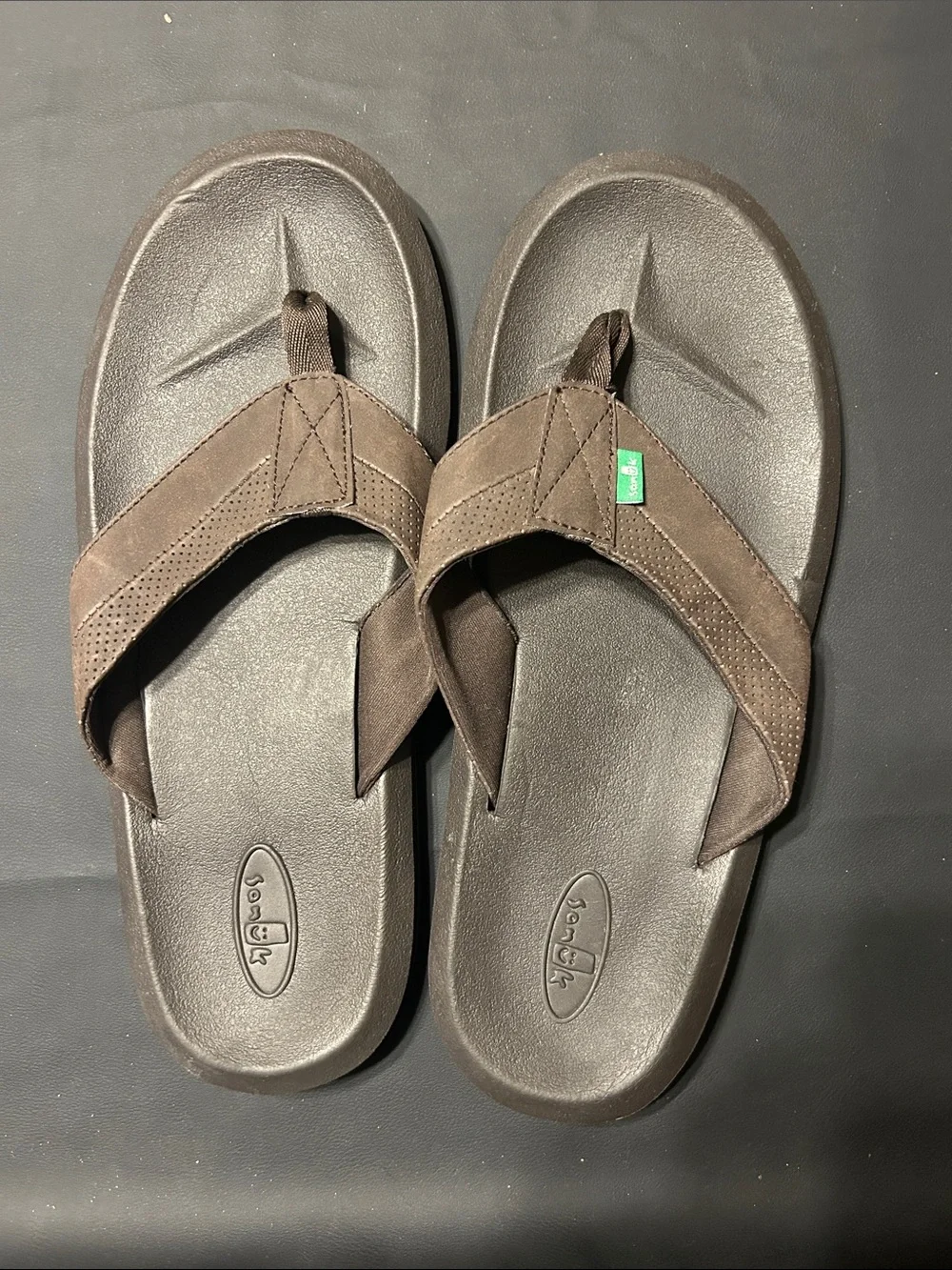 Sanuk Men’s Flip Flop Sandals Black Size 13 Cushioned Comfort Beach Casual